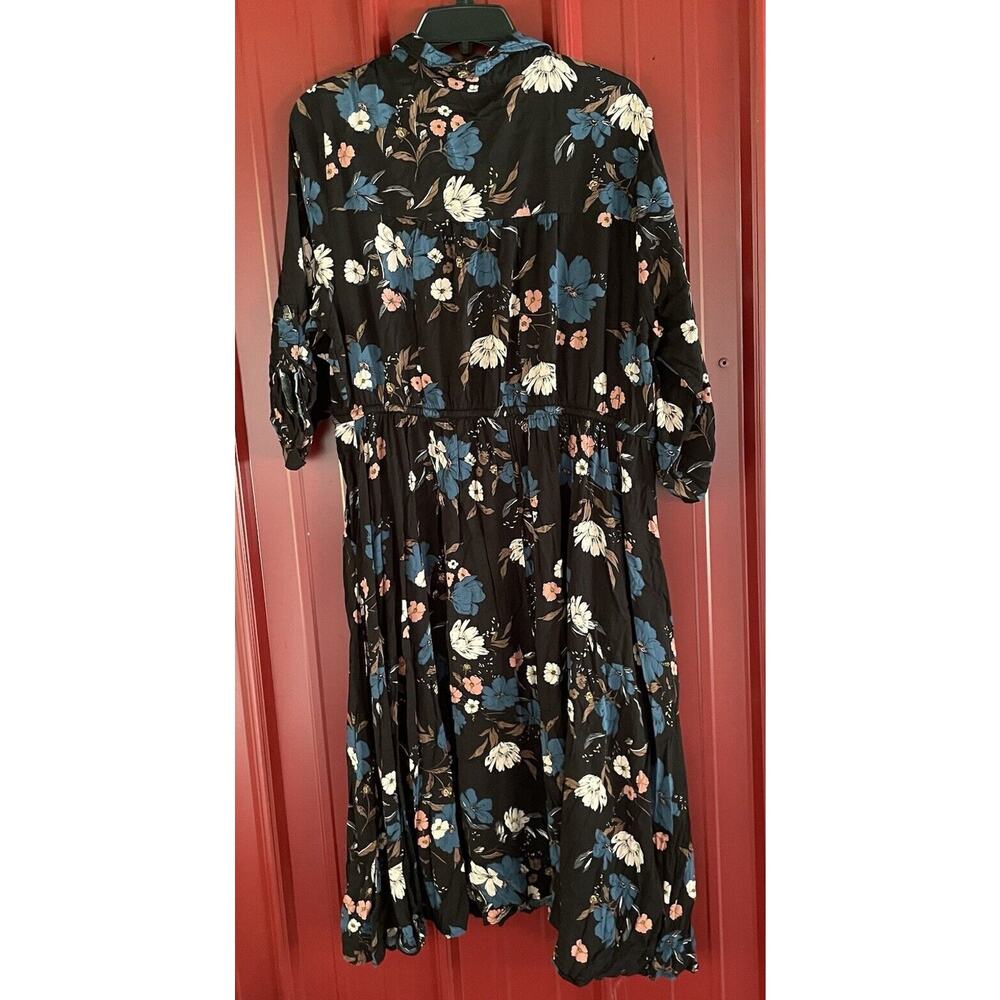 Torrid Dress Loral Button Front Challis Drawstring Midi Floral Stretch Size 1 - Picture 2 of 9